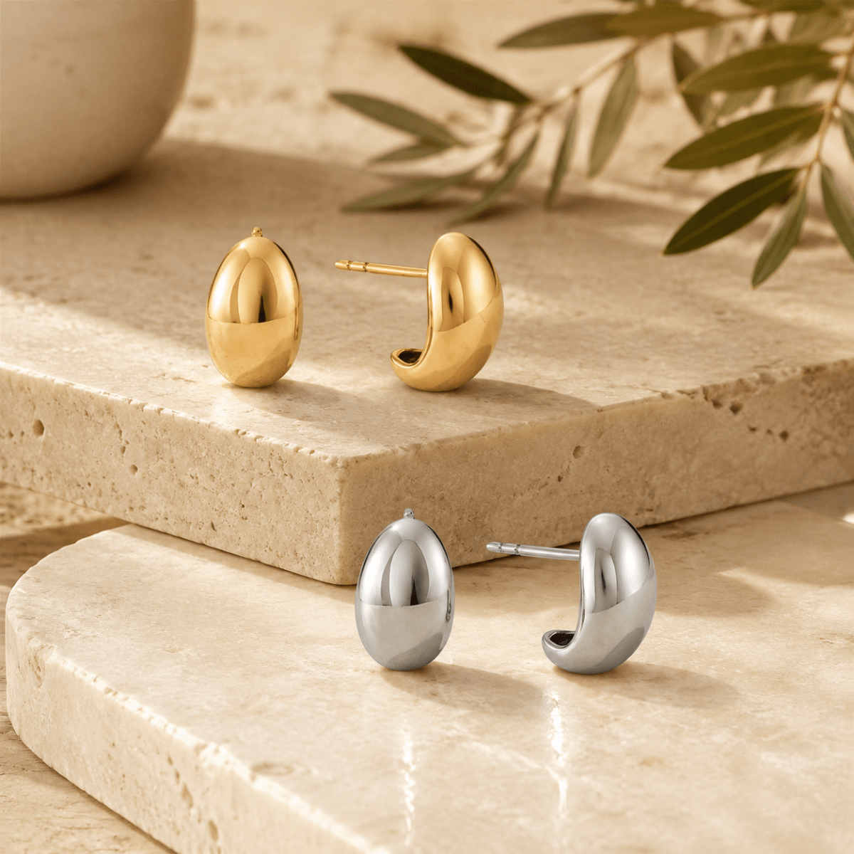 Mina Sculpted Bean Stud Earrings