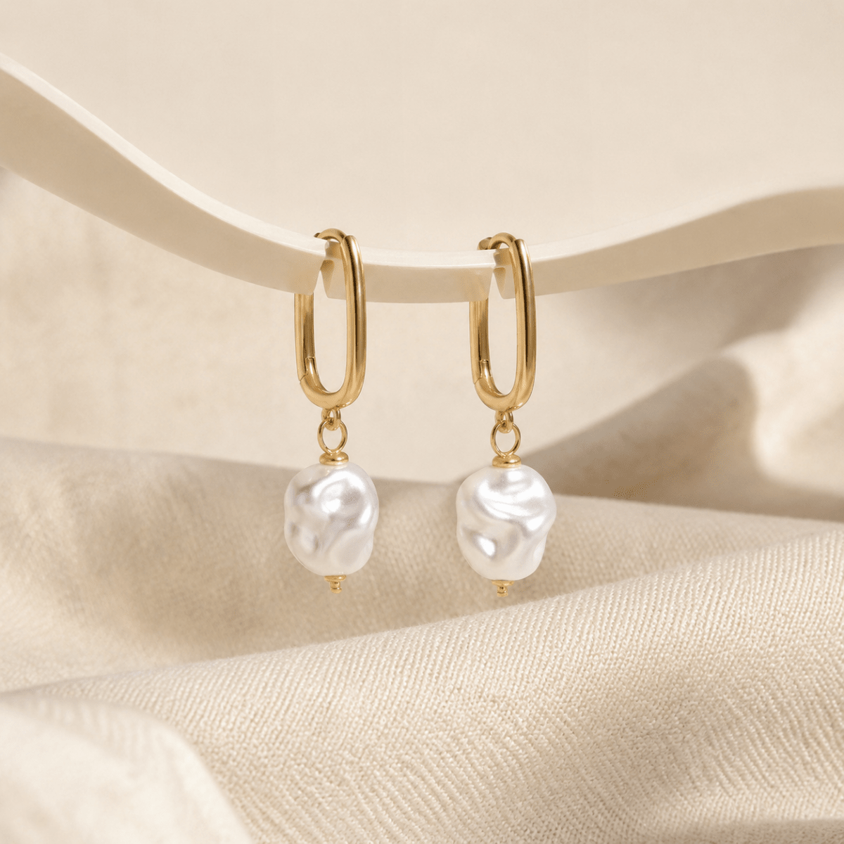 Mireya Baroque Pearl Drop Hoops