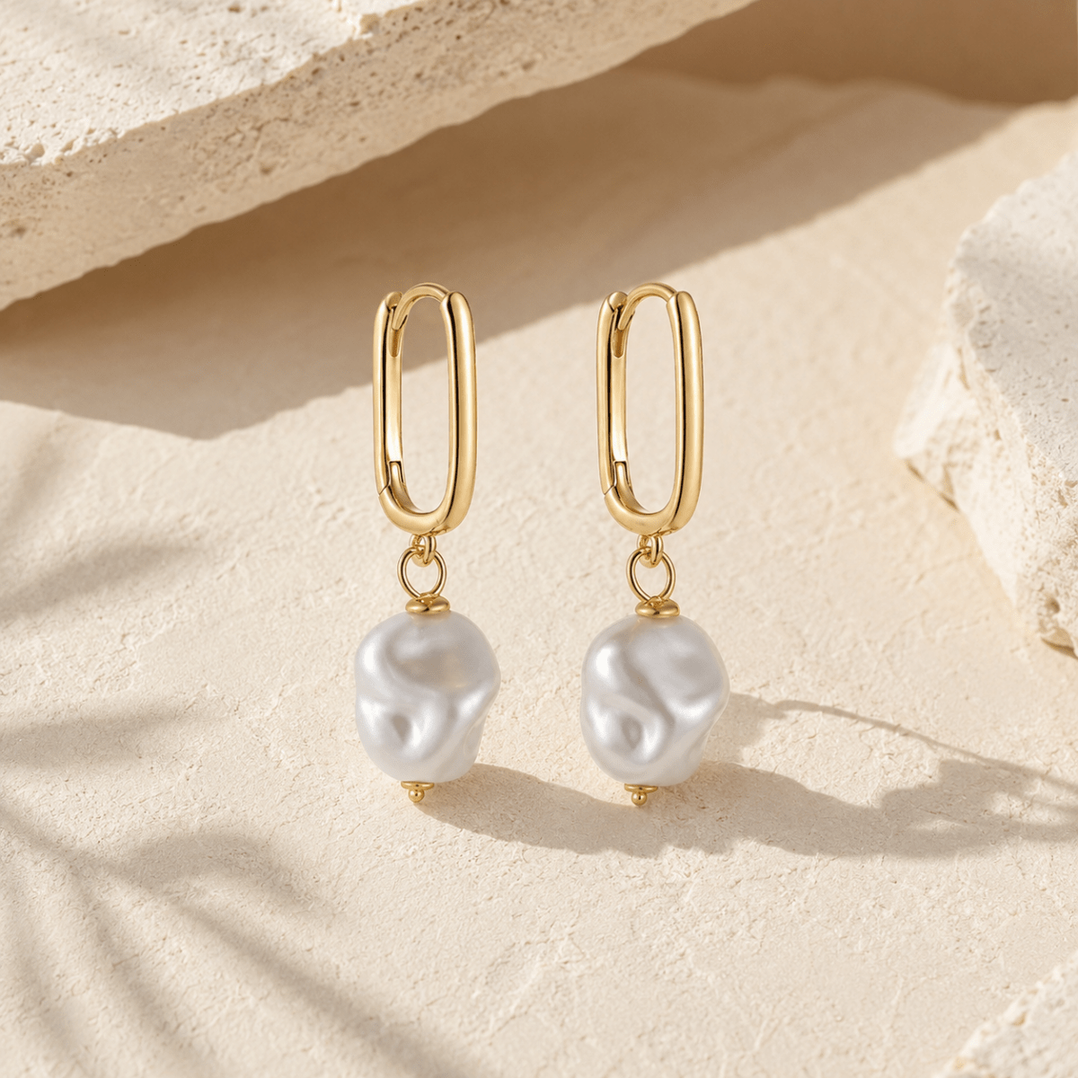 Mireya Baroque Pearl Drop Hoops