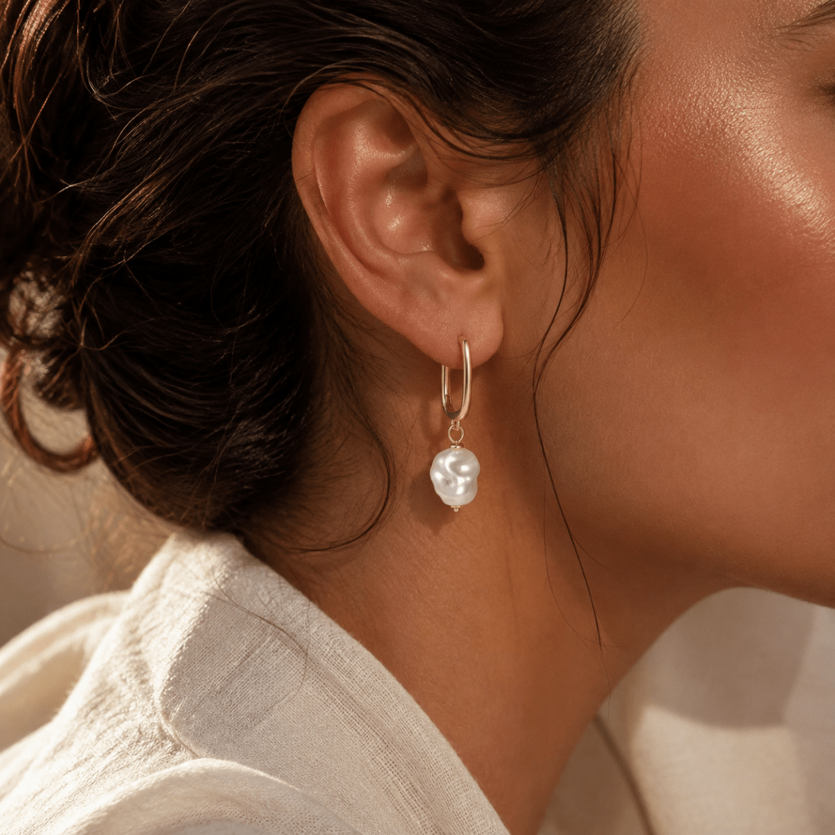 Mireya Baroque Pearl Drop Hoops