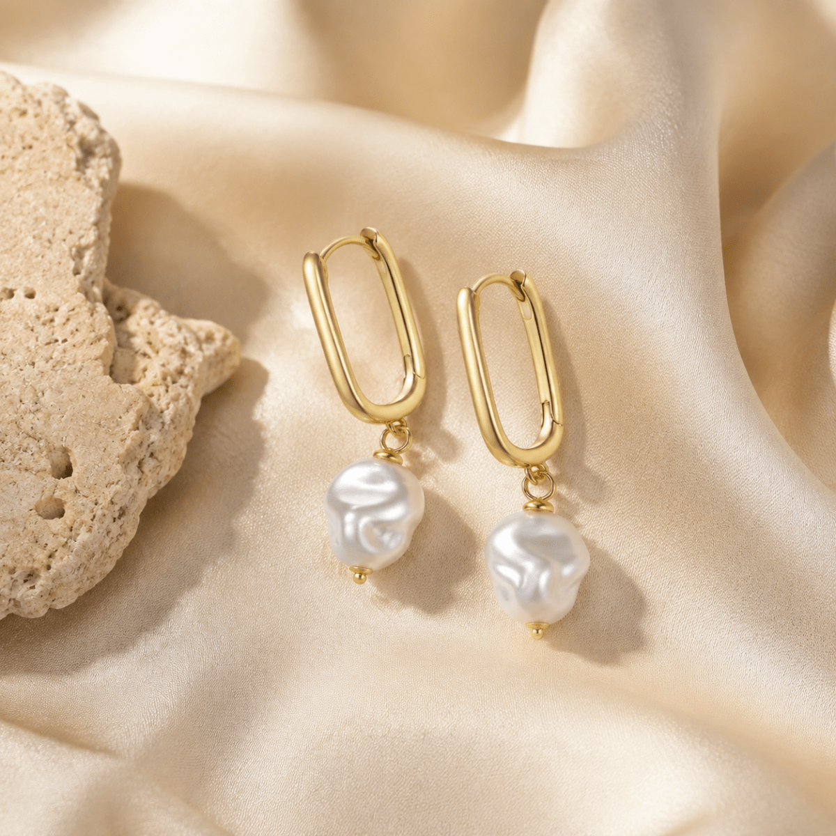 Mireya Baroque Pearl Drop Hoops