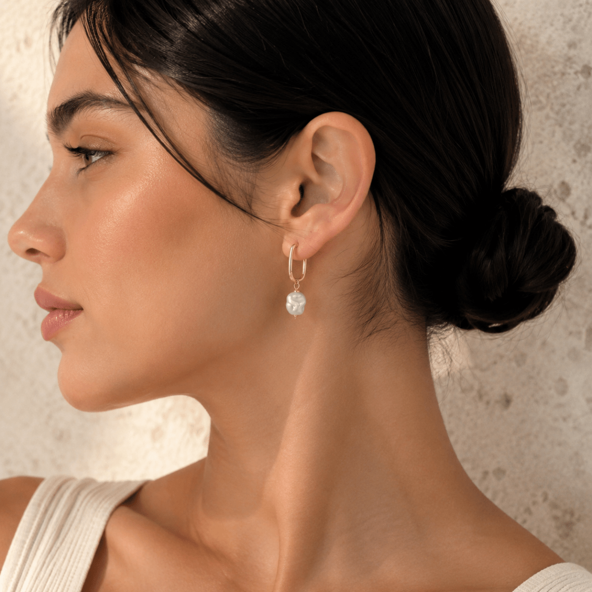 Mireya Baroque Pearl Drop Hoops