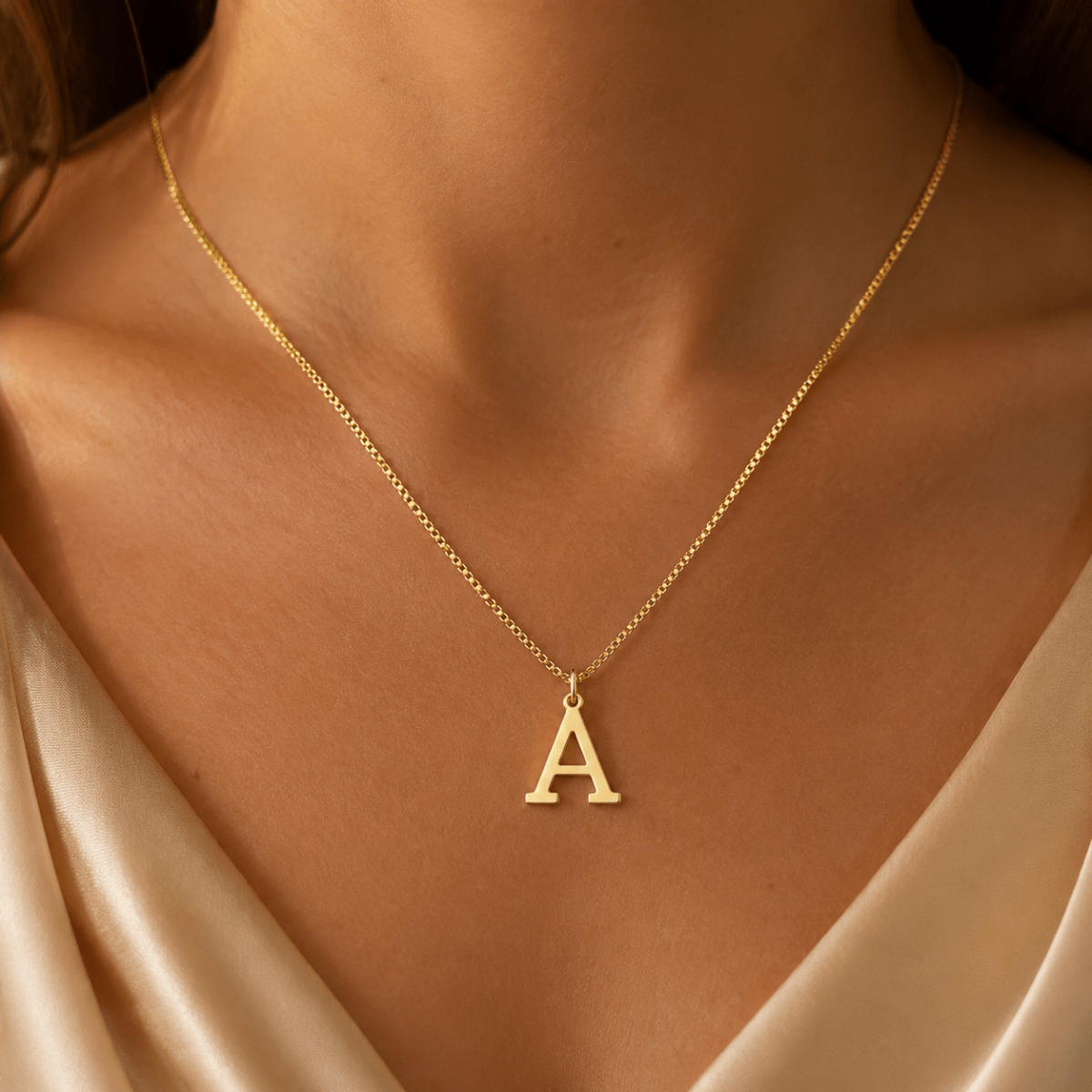 Mireya Box Chain Initial Necklace