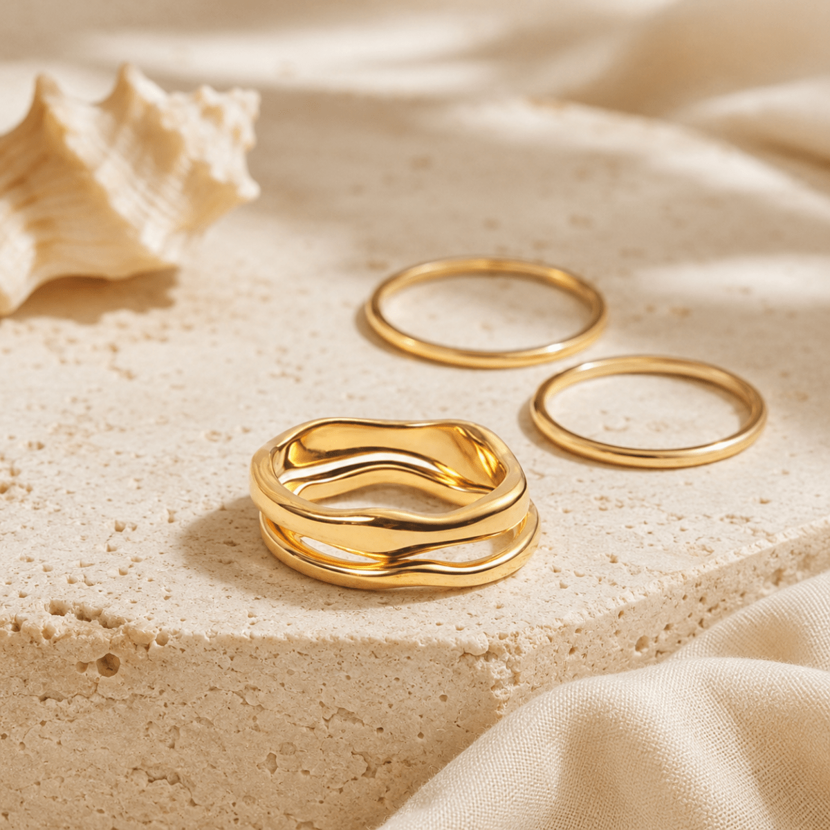 Nerea Wave Stacker Rings