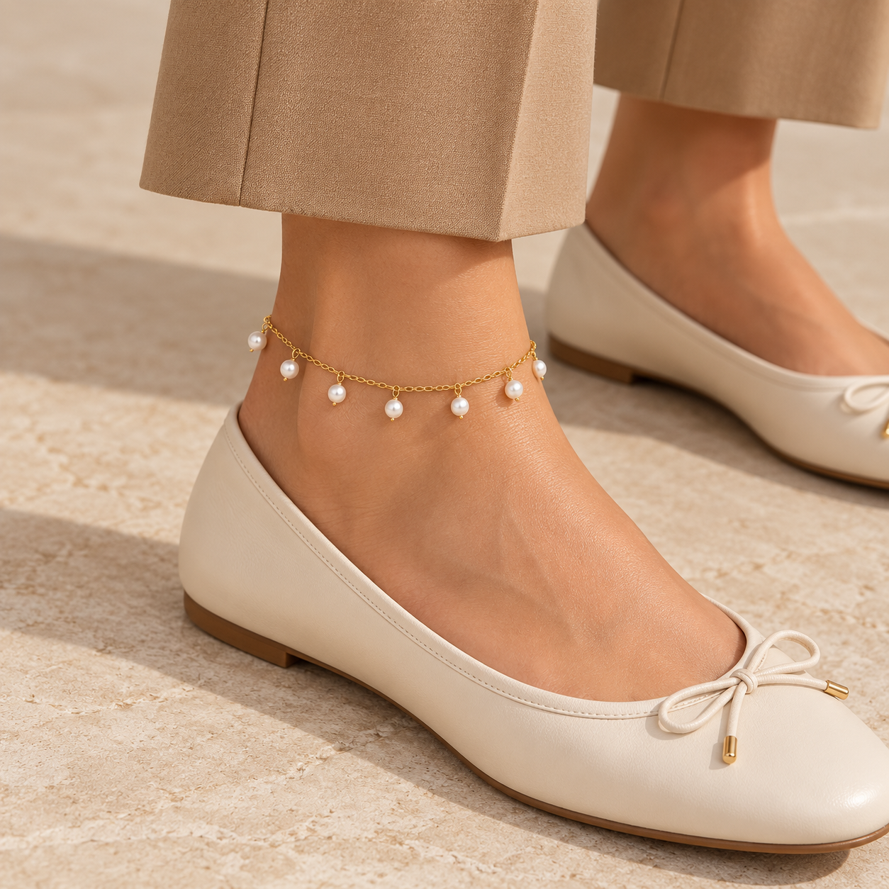Nerelle Freshwater Pearl Drop Anklet
