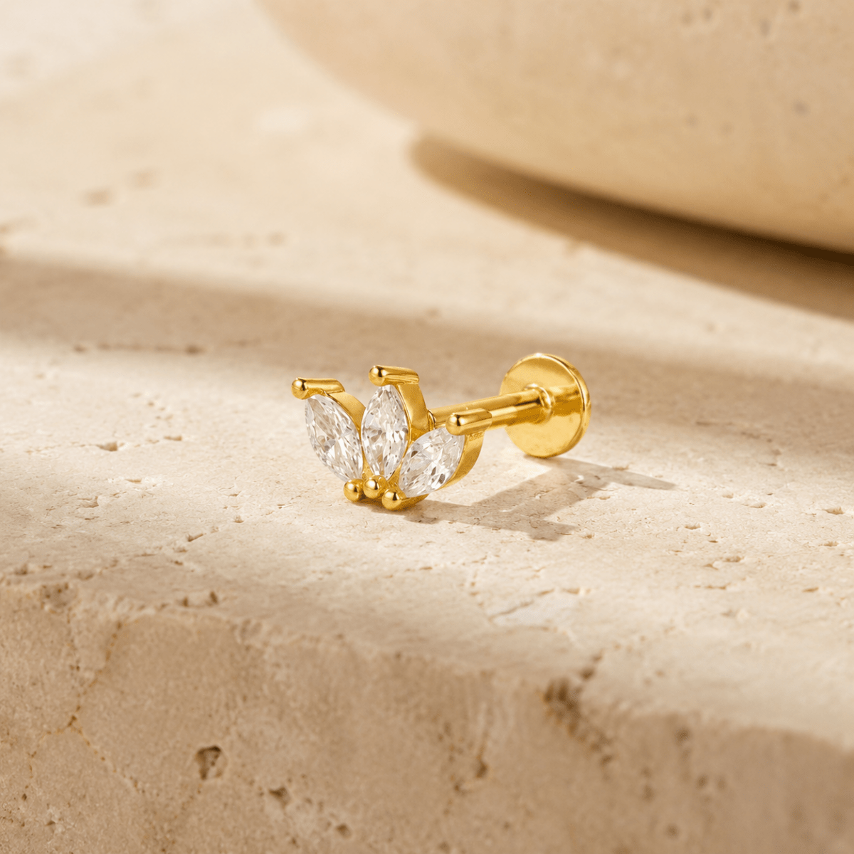 Nerissa Trio Petal Flat-Back Stud