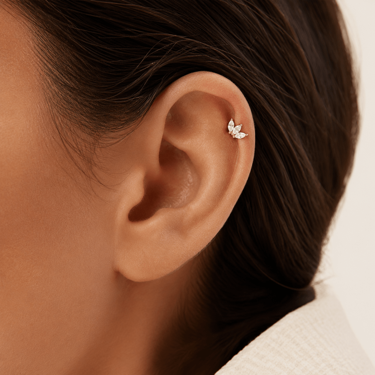 Nerissa Trio Petal Flat-Back Stud