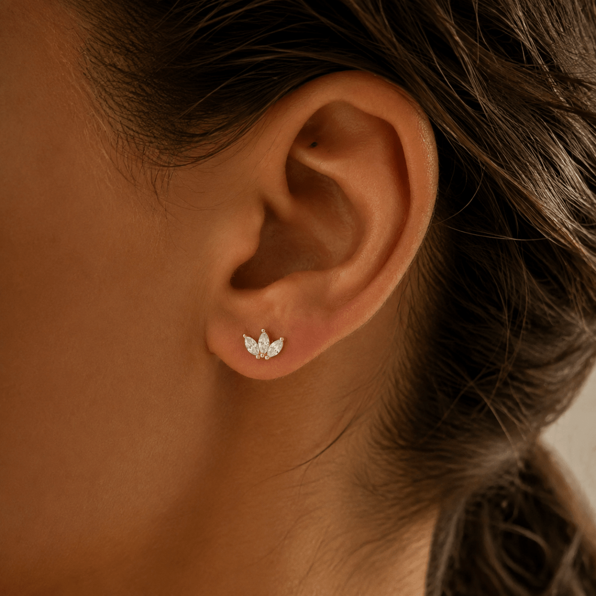 Nerissa Trio Petal Flat-Back Stud