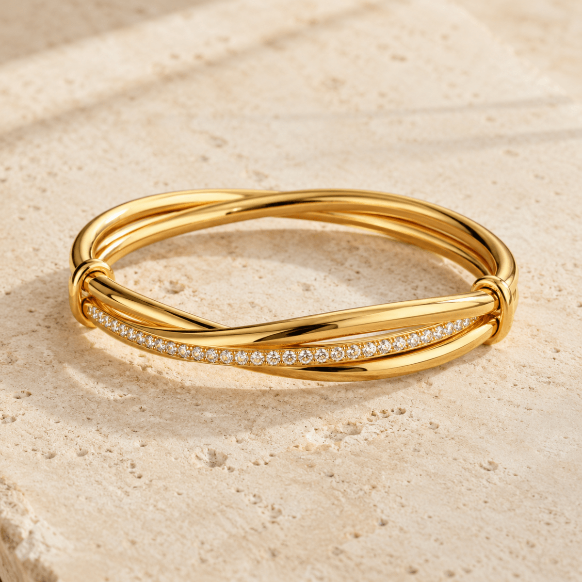 Orbella Triple-Arc Pavé Bangle