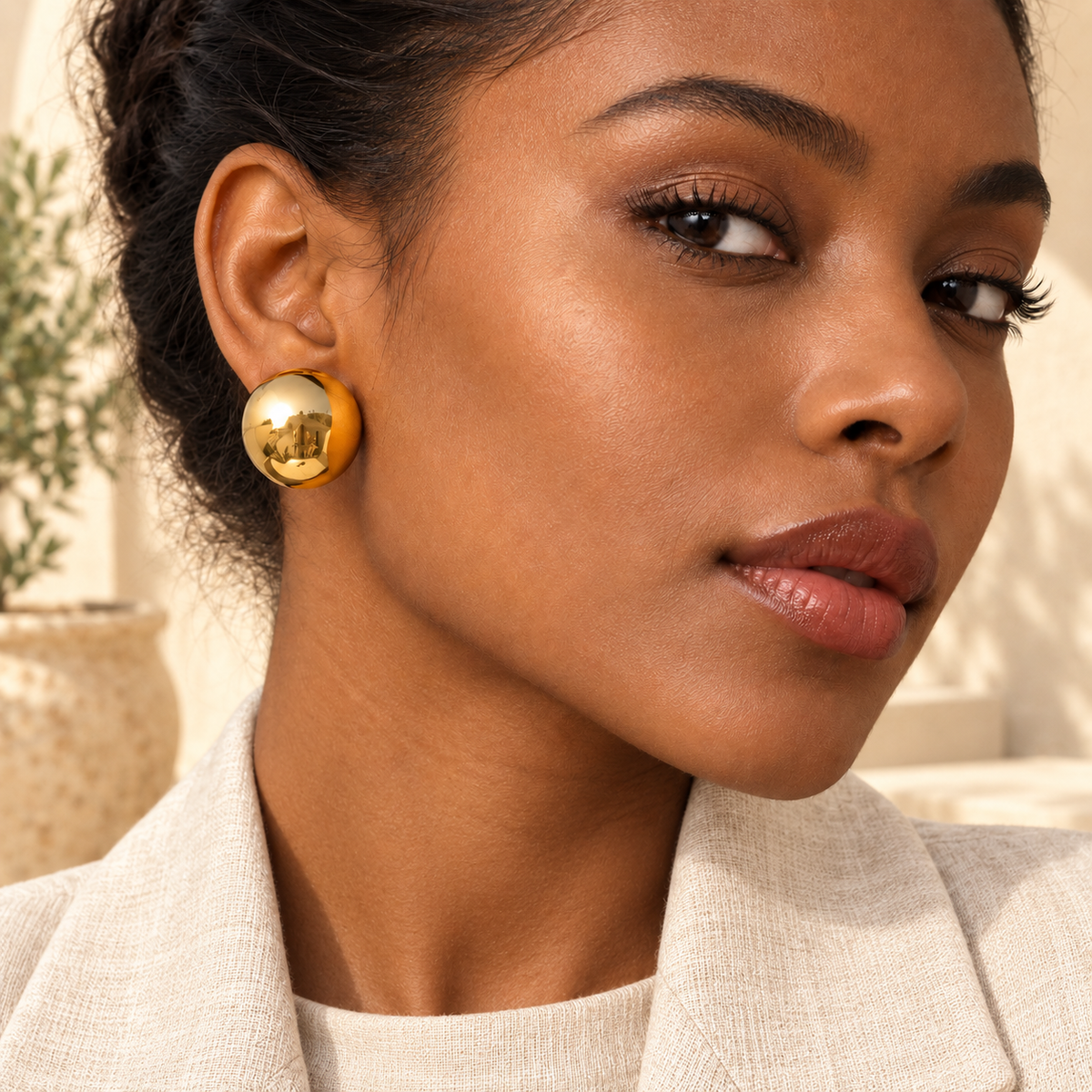 Orelisse Polished Dome Stud Earrings