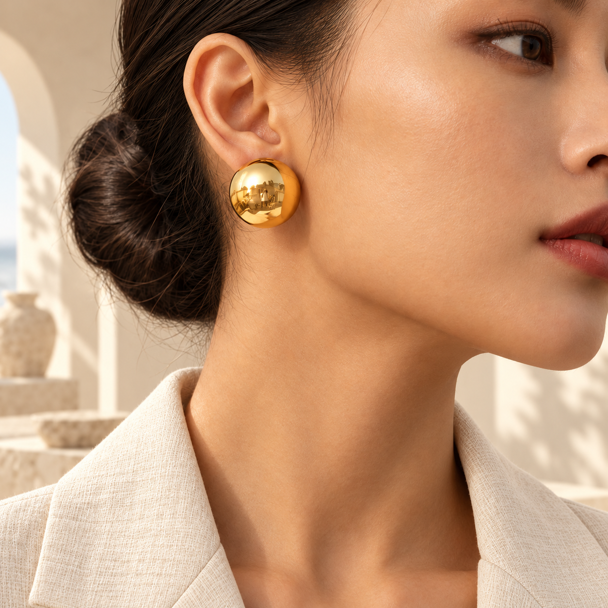 Orelisse Polished Dome Stud Earrings