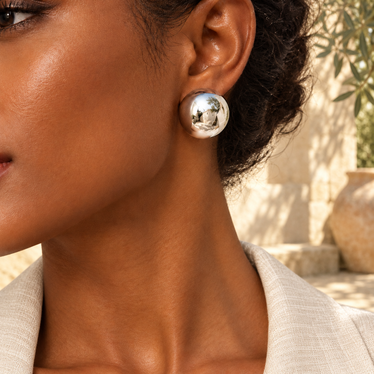 Orelisse Polished Dome Stud Earrings