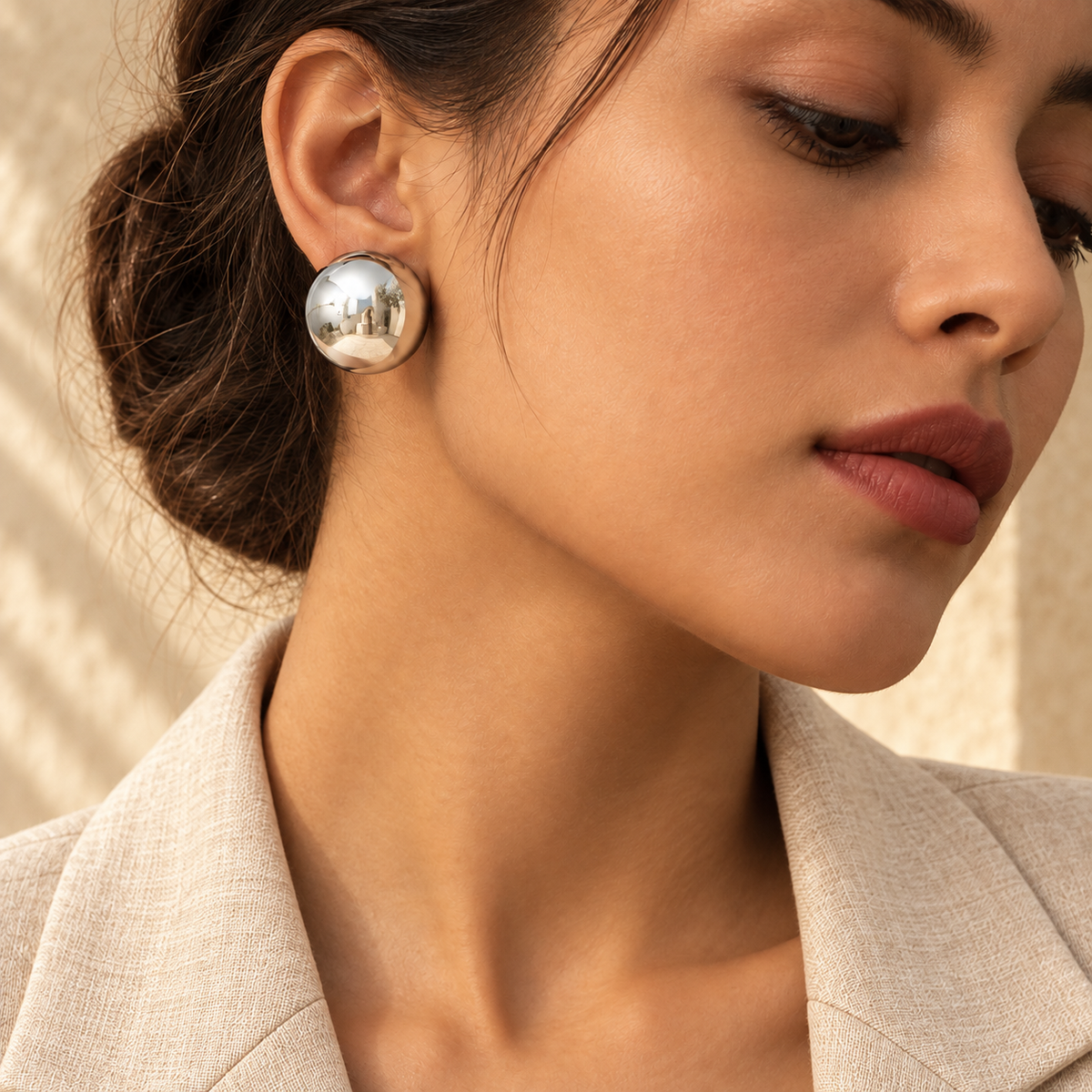 Orelisse Polished Dome Stud Earrings