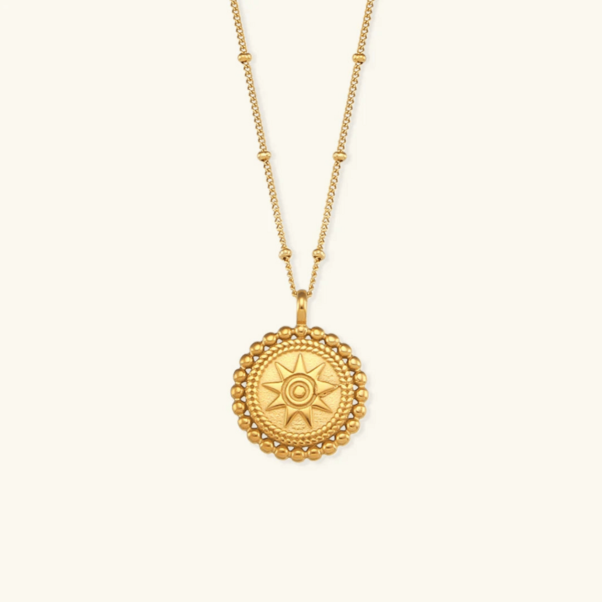 Oriane Beaded Sun Medallion Necklace