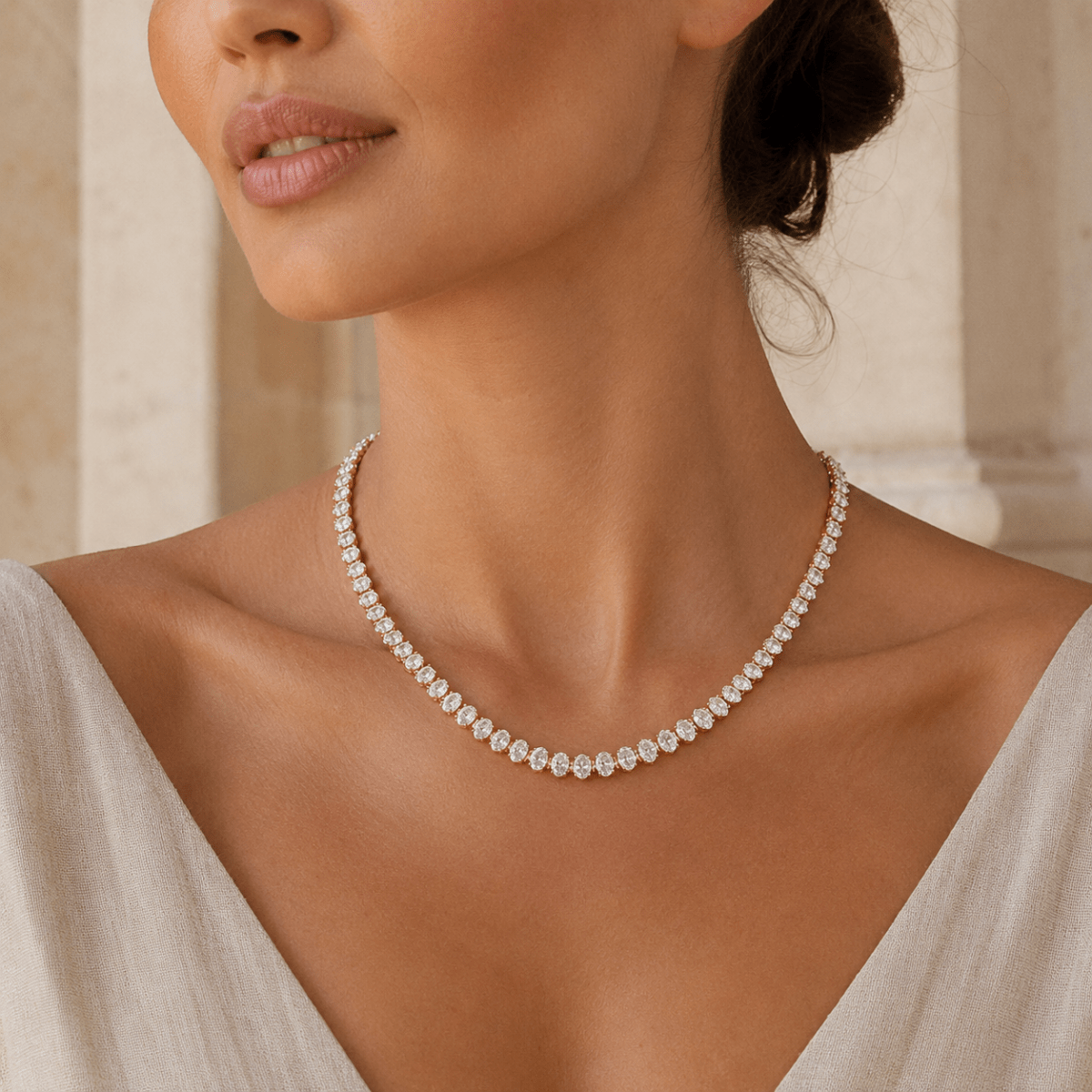Ravello Diamond-Simulant Tennis Necklace