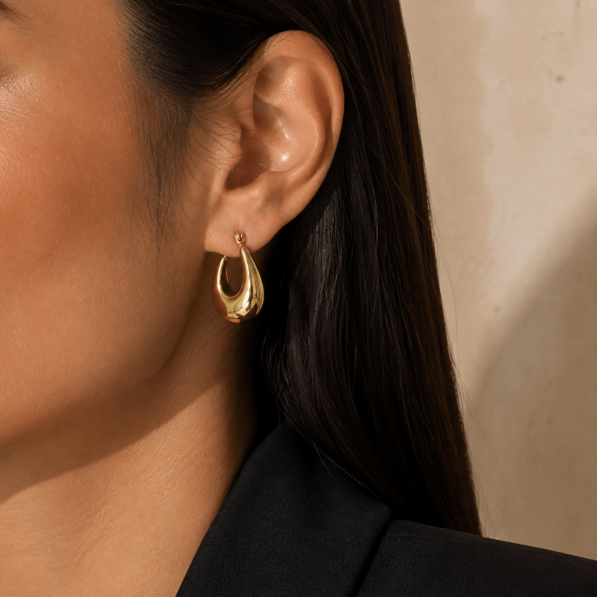 Riva Sculptural Teardrop Hoop Earrings