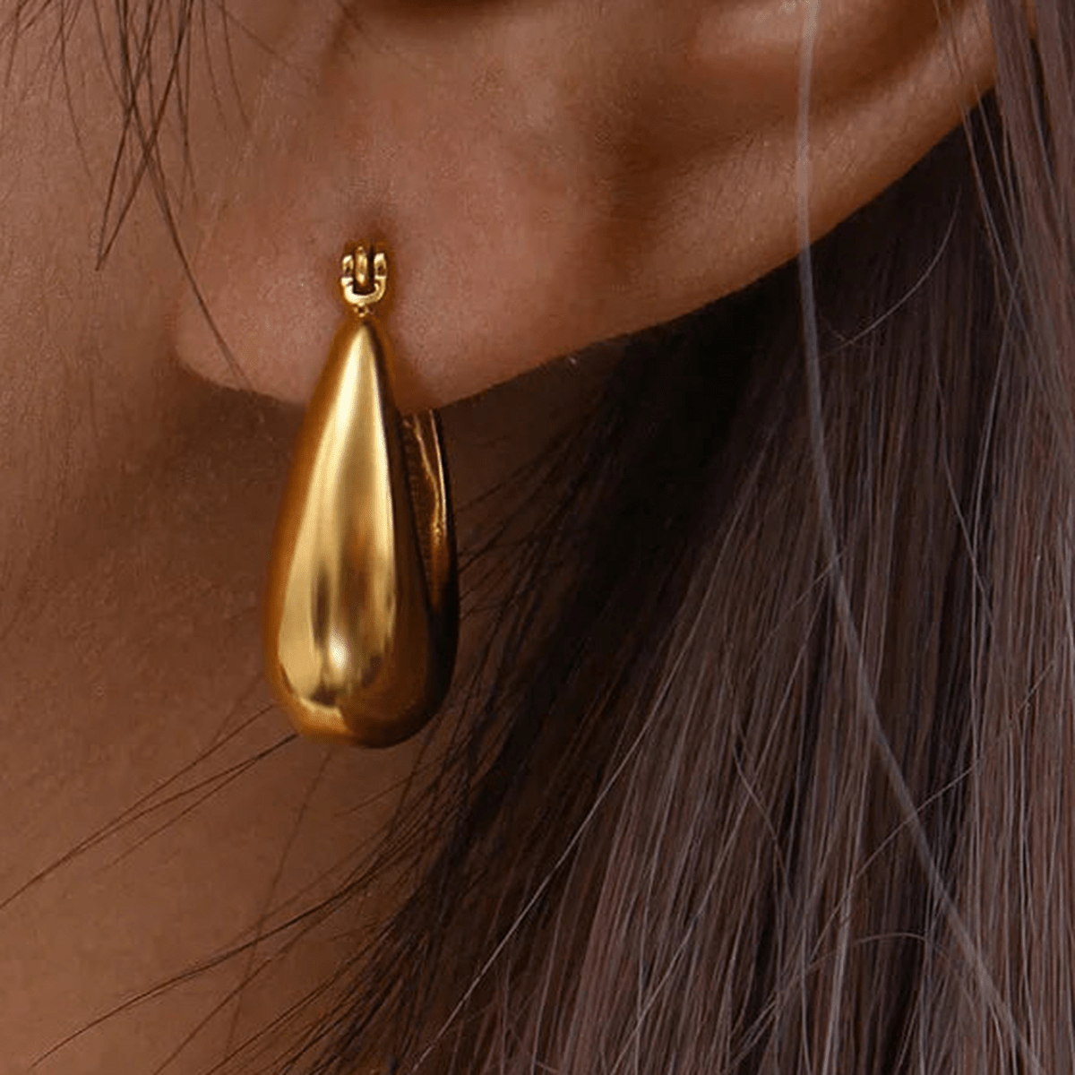 Riva Sculptural Teardrop Hoop Earrings