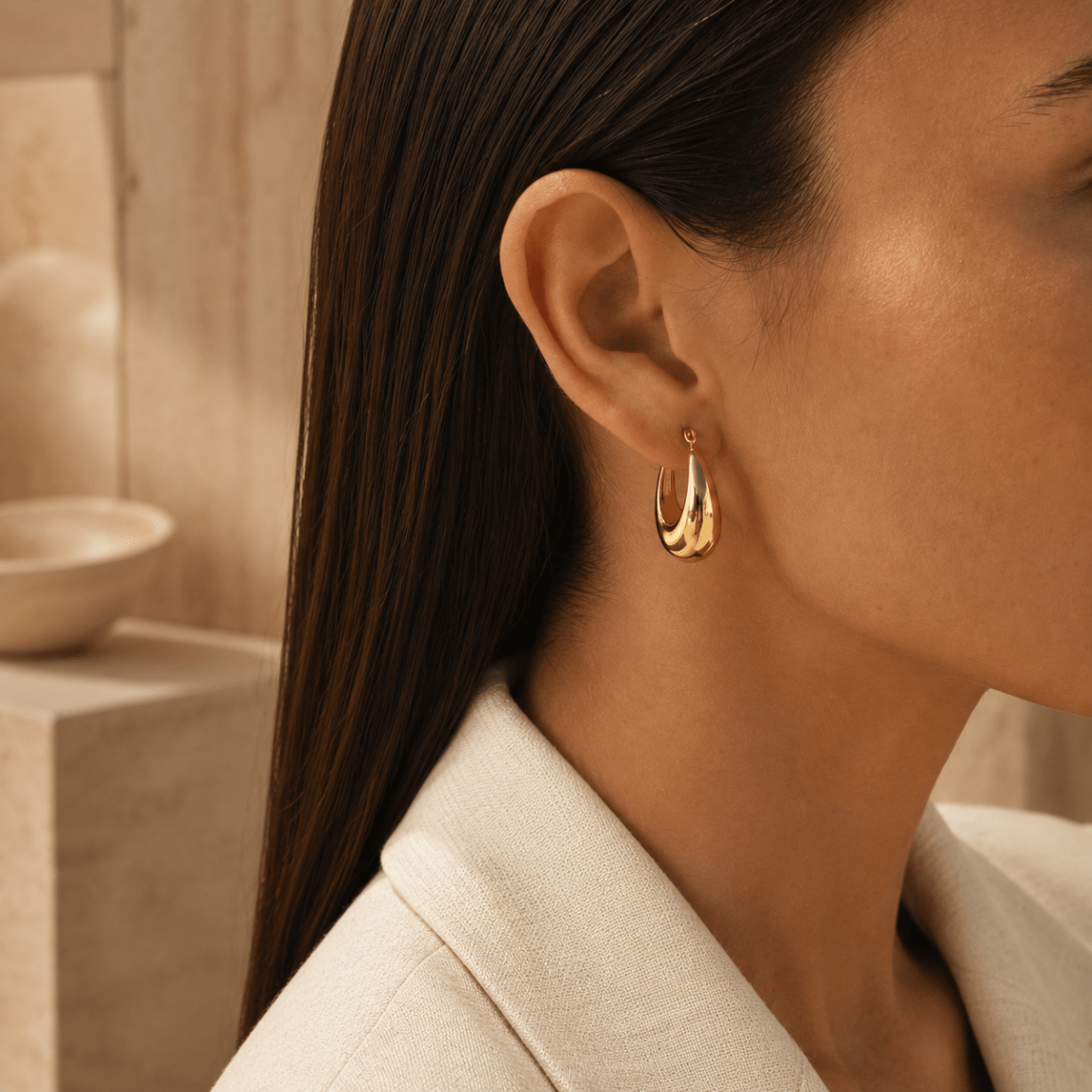 Riva Sculptural Teardrop Hoop Earrings