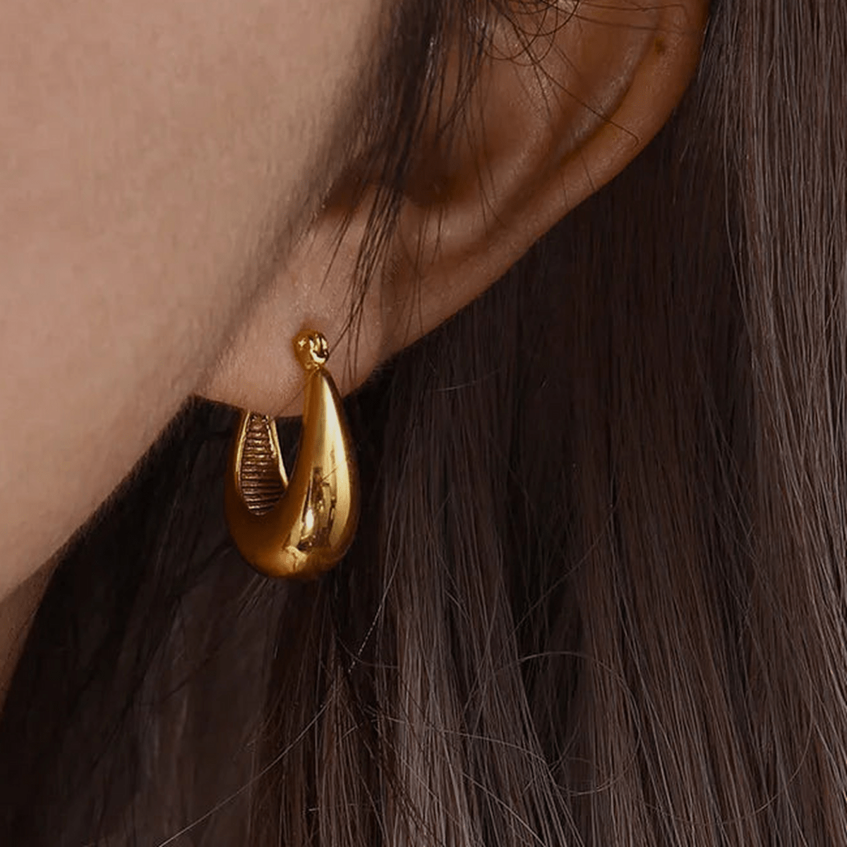 Riva Sculptural Teardrop Hoop Earrings