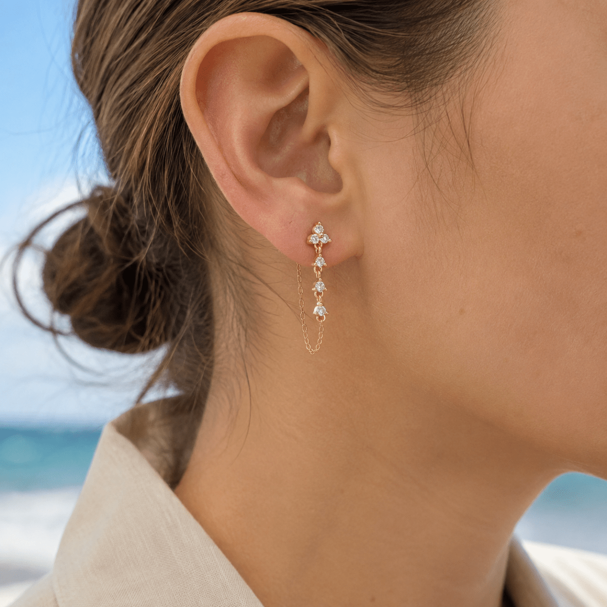 Seraphine Crystal Chain-Loop Earrings