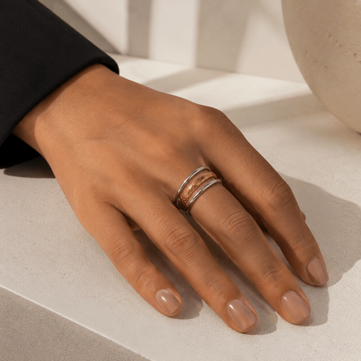 Siena Hammered Triple Band Ring