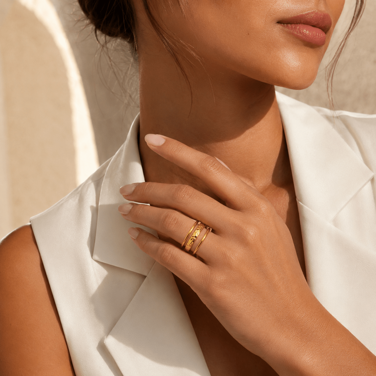 Siena Hammered Triple Band Ring