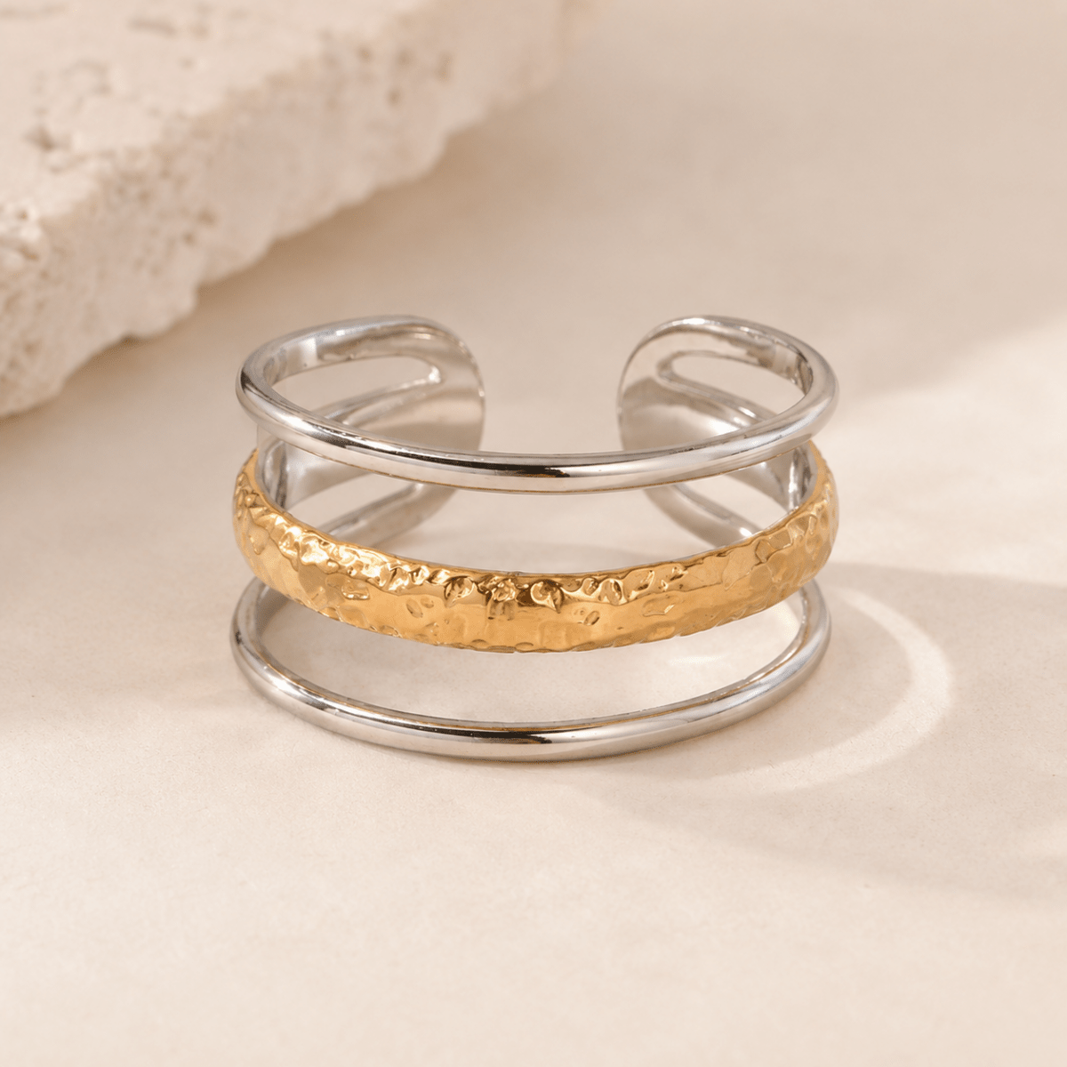 Siena Hammered Triple Band Ring