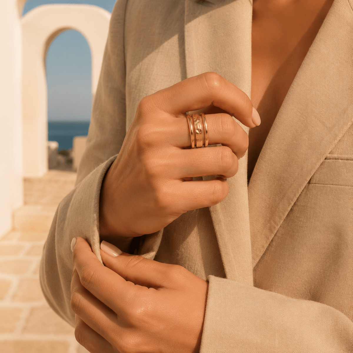 Siena Hammered Triple Band Ring