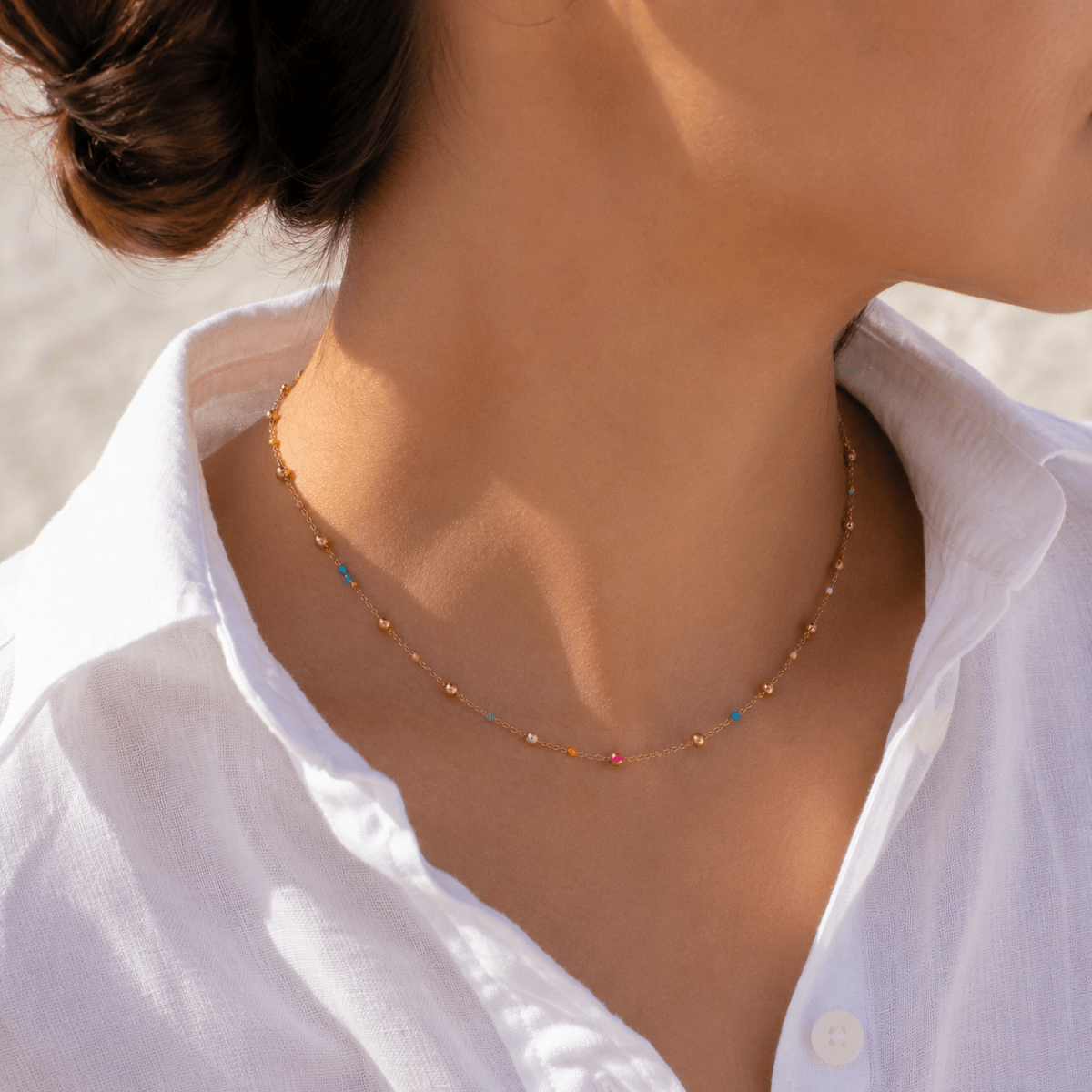Solara Multicolor Bead Station Necklace