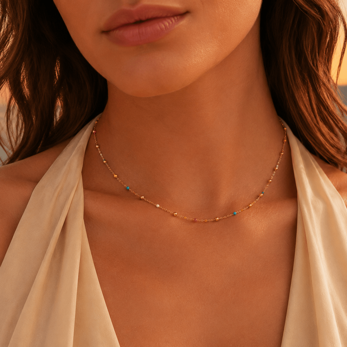 Solara Multicolor Bead Station Necklace