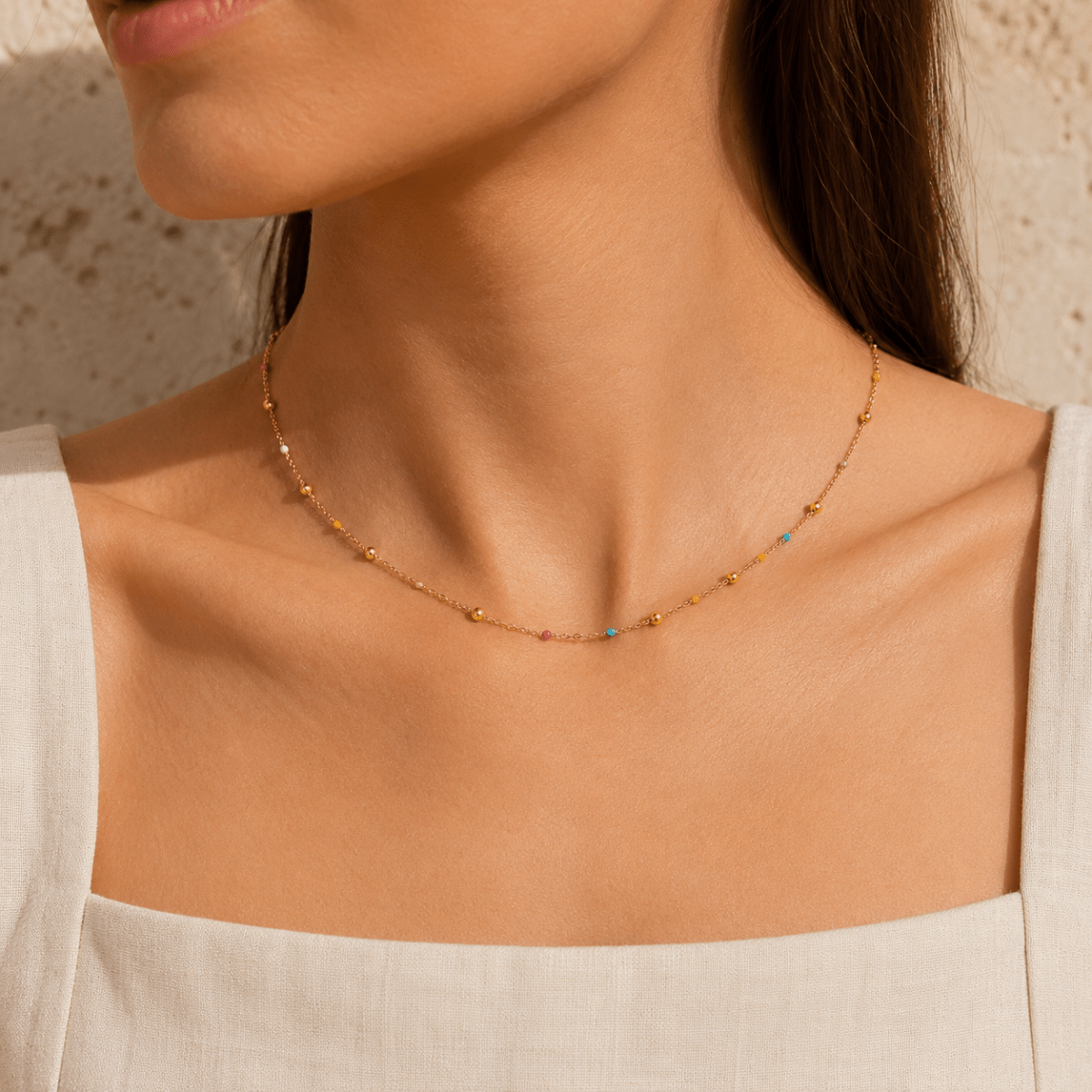 Solara Multicolor Bead Station Necklace