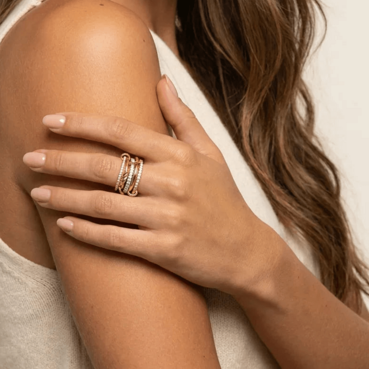 Syros Sculptural Mixed-Metal Stack Ring