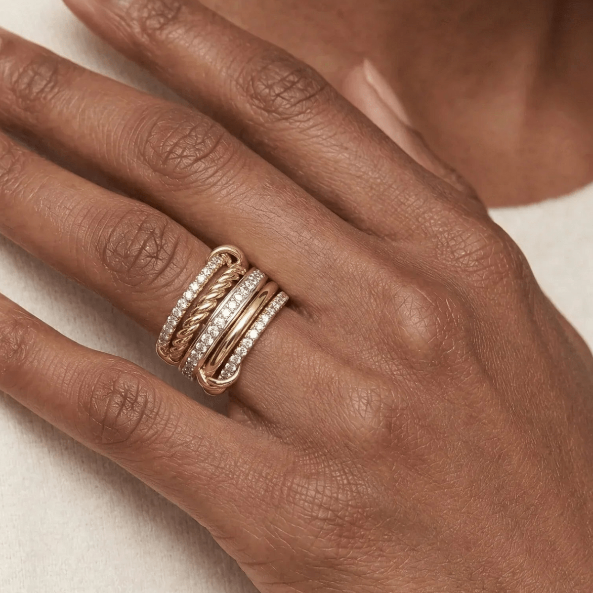 Syros Sculptural Mixed-Metal Stack Ring