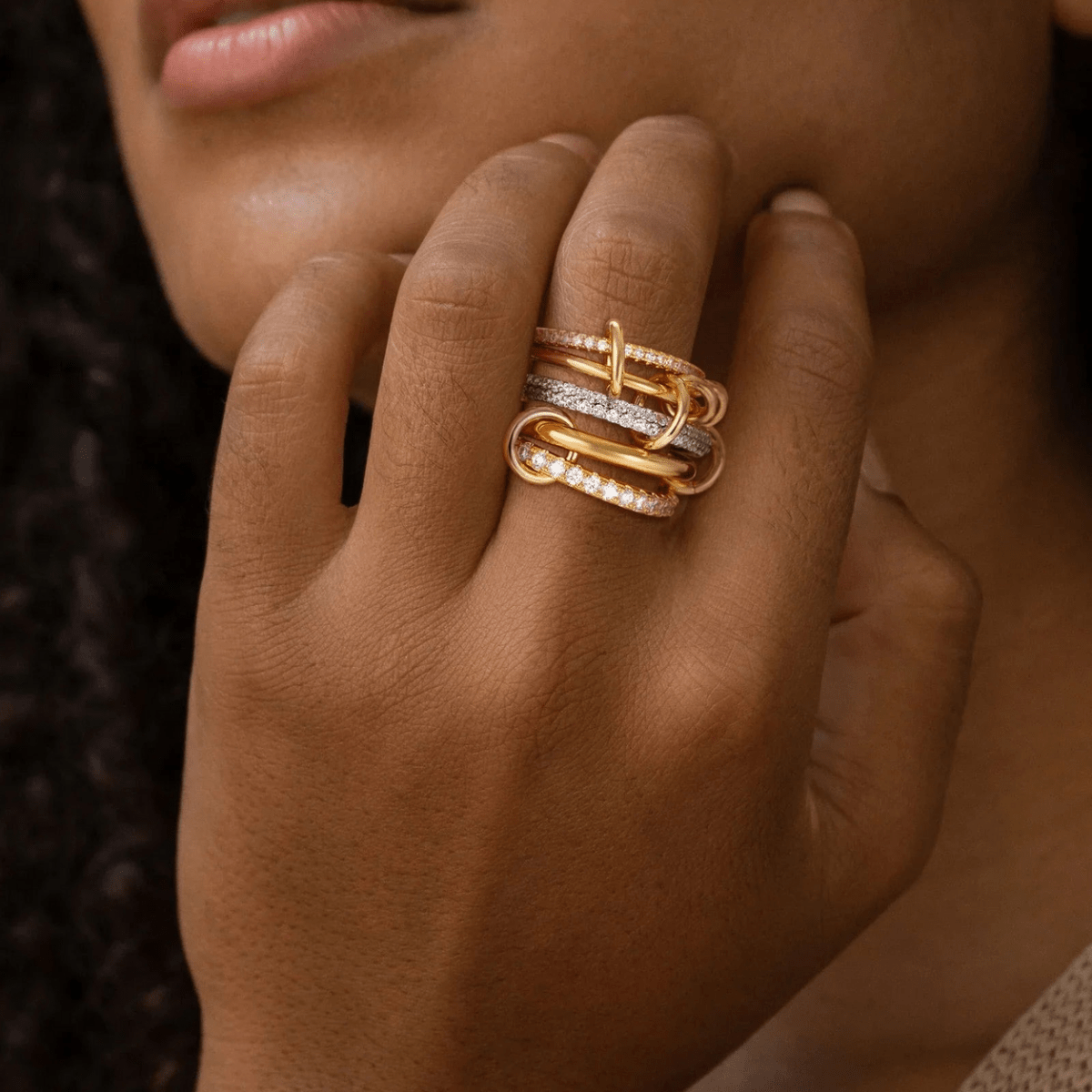 Syros Sculptural Mixed-Metal Stack Ring