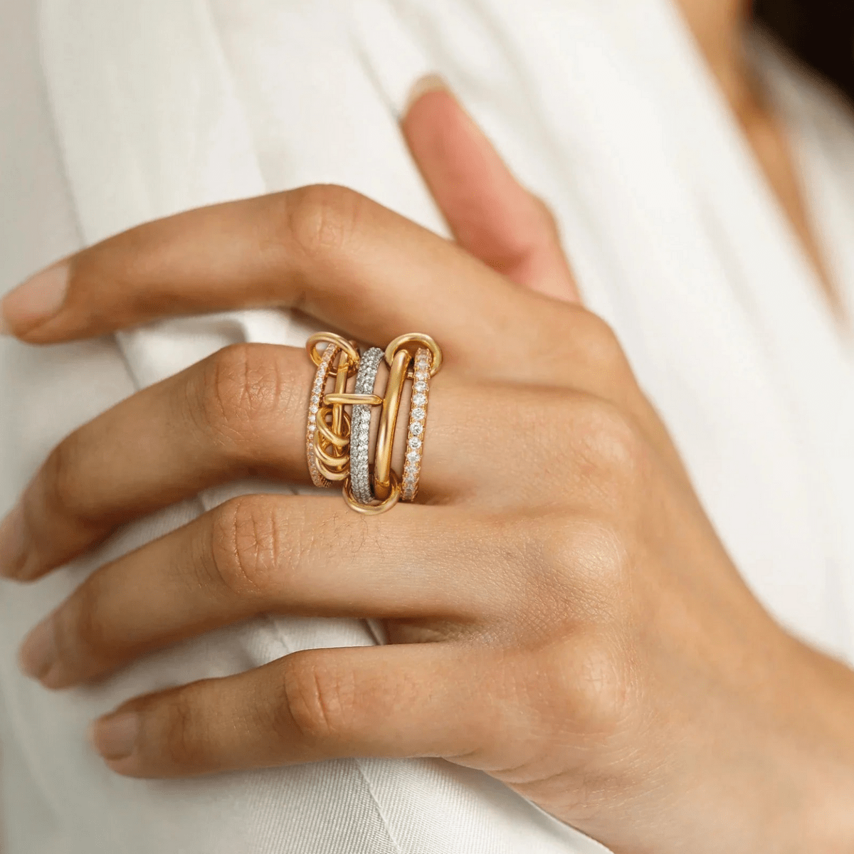 Syros Sculptural Mixed-Metal Stack Ring