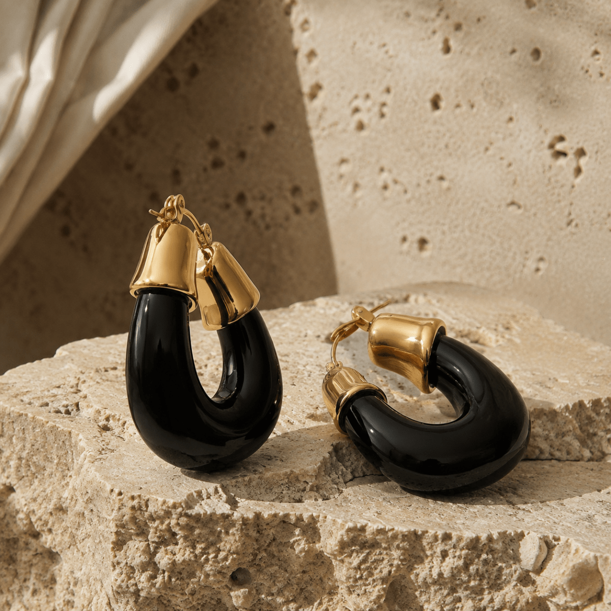 Thalia Sculpted Enamel Hoop Earrings