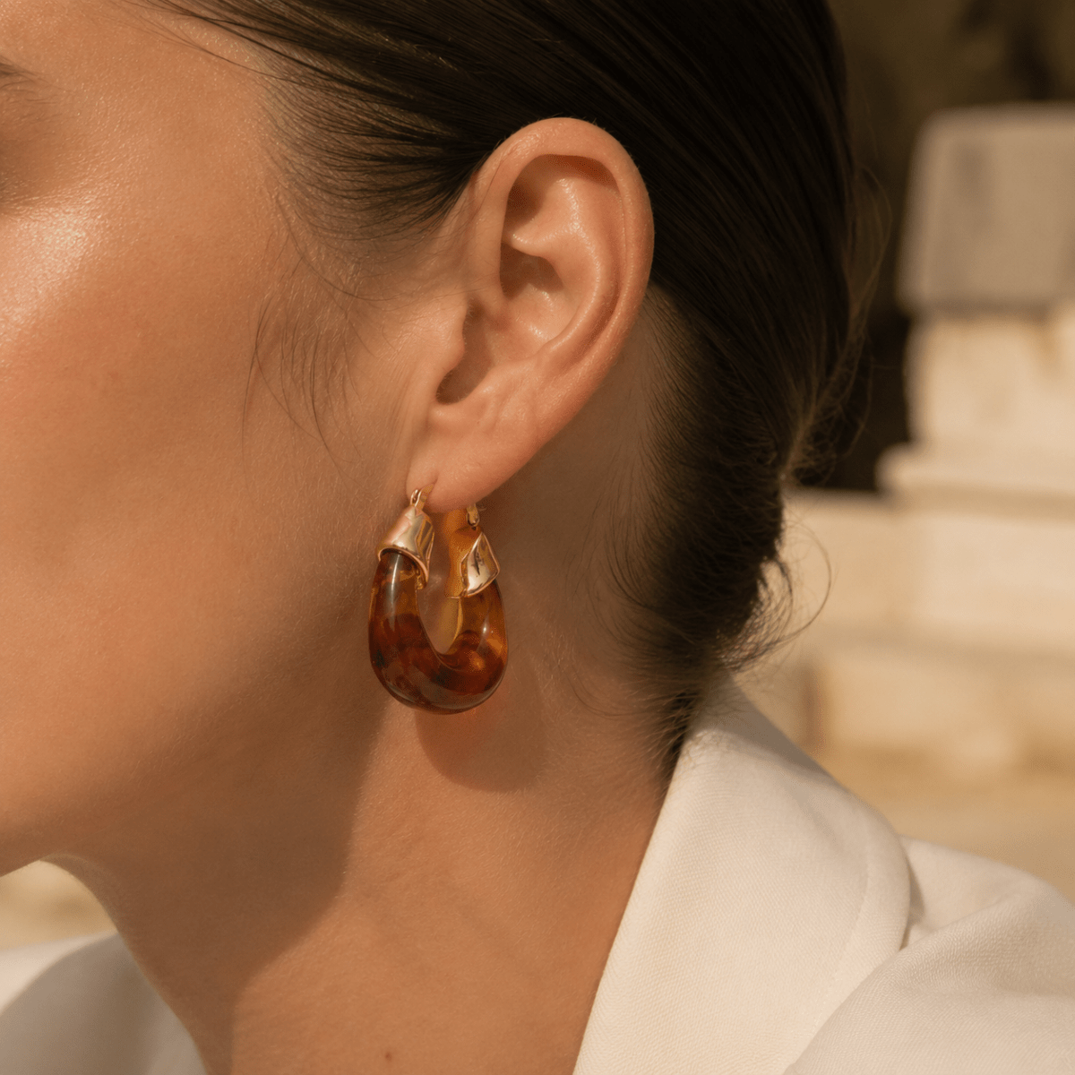 Thalia Sculpted Enamel Hoop Earrings