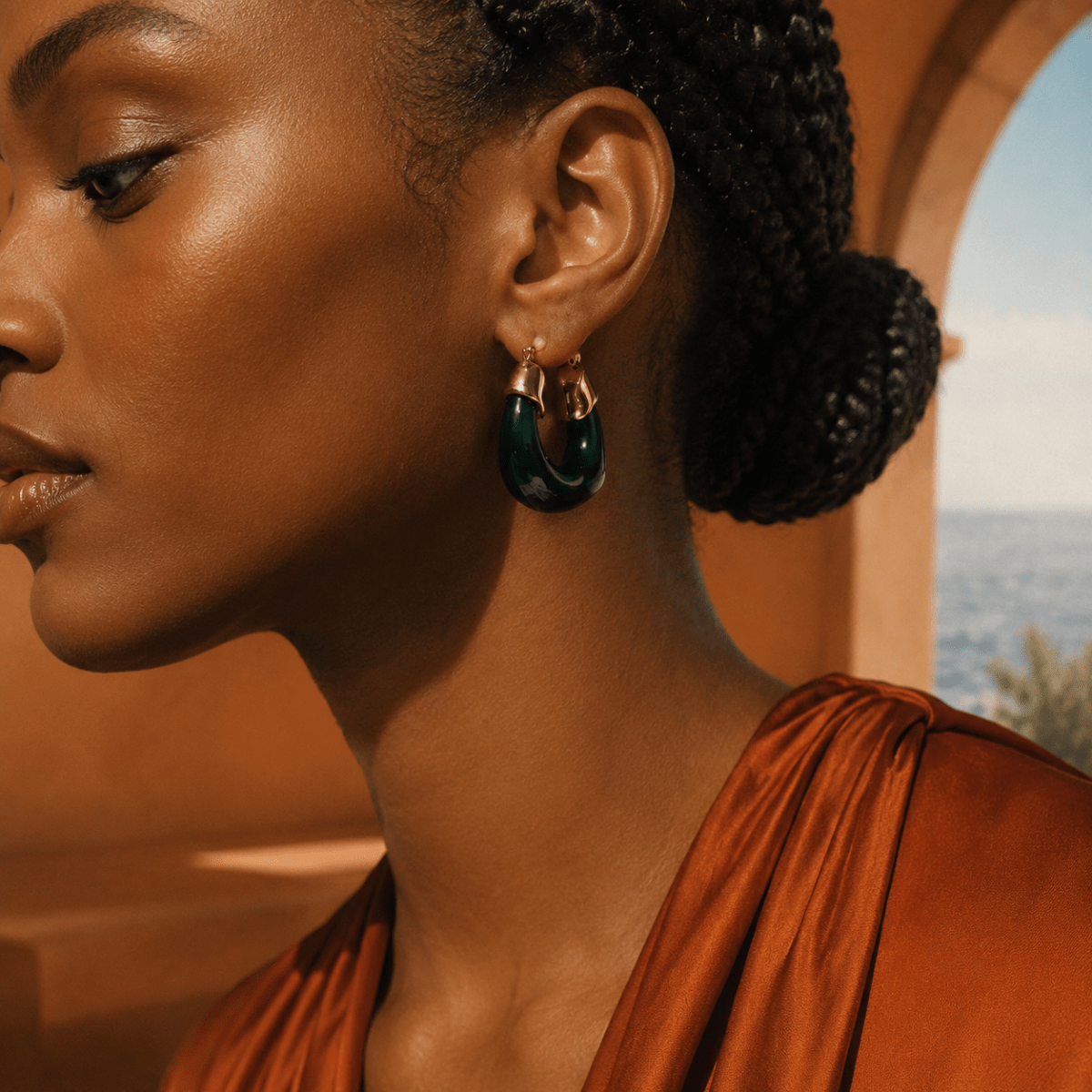 Thalia Sculpted Enamel Hoop Earrings