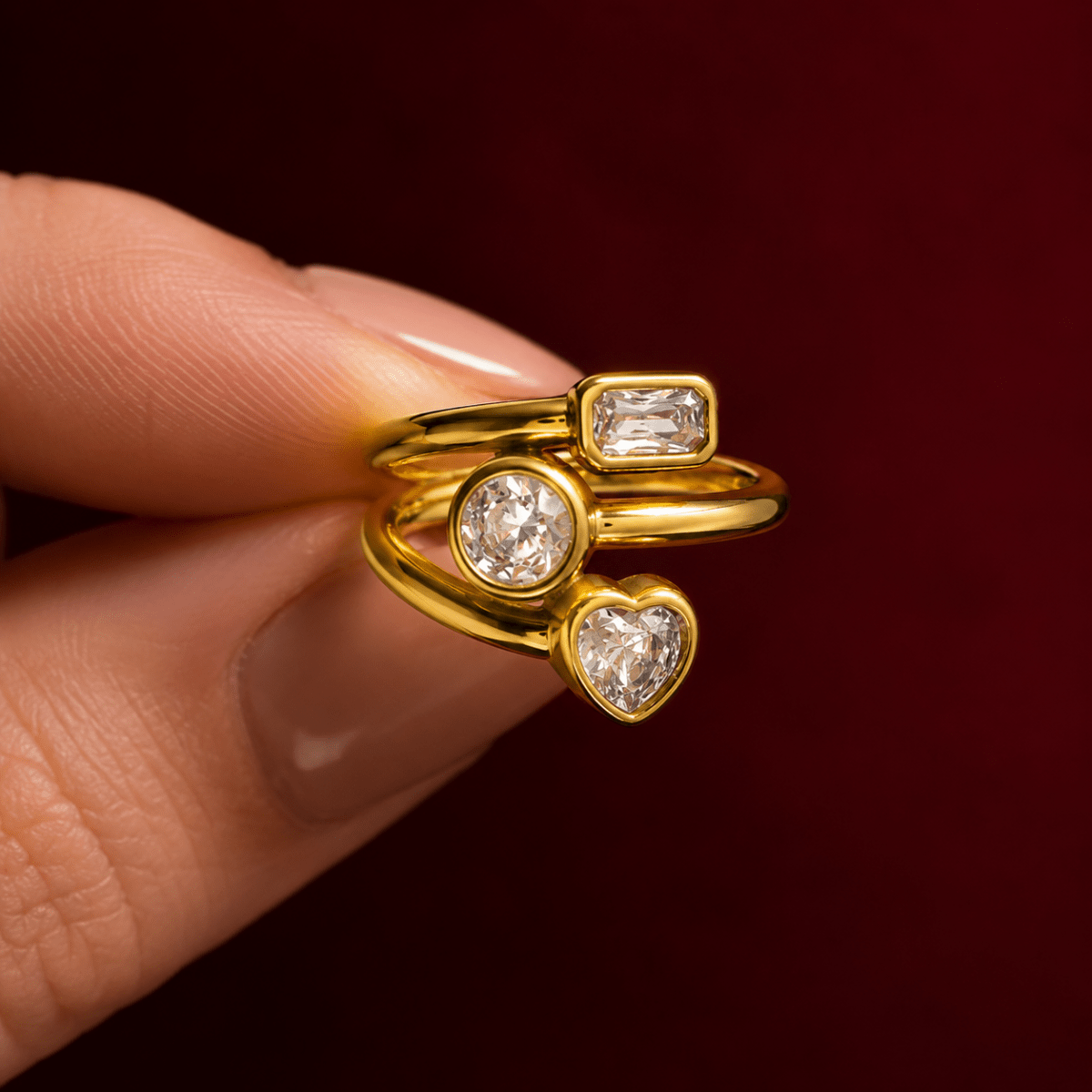Trielle Mixed-Cut Open Ring