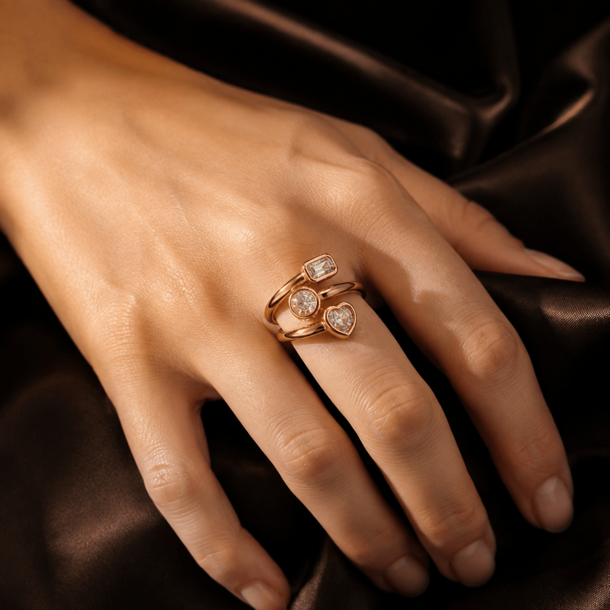 Trielle Mixed-Cut Open Ring