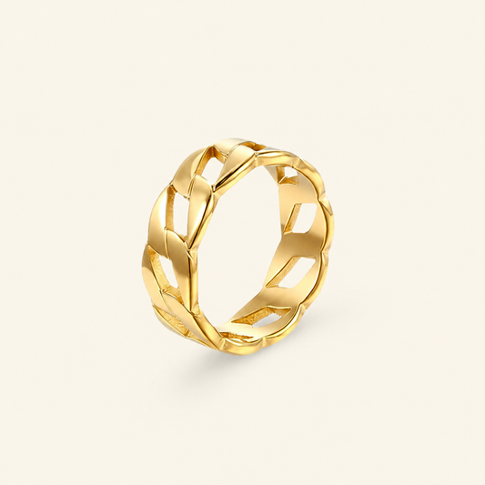 Virelia Polished Curb-Link Band Ring