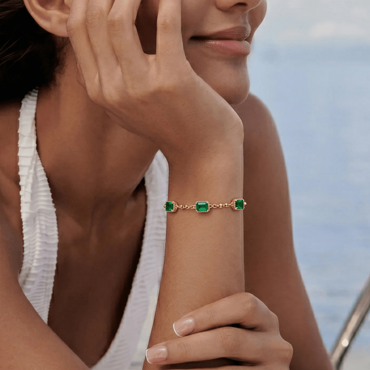 Virelia Five-Stone Halo Bracelet