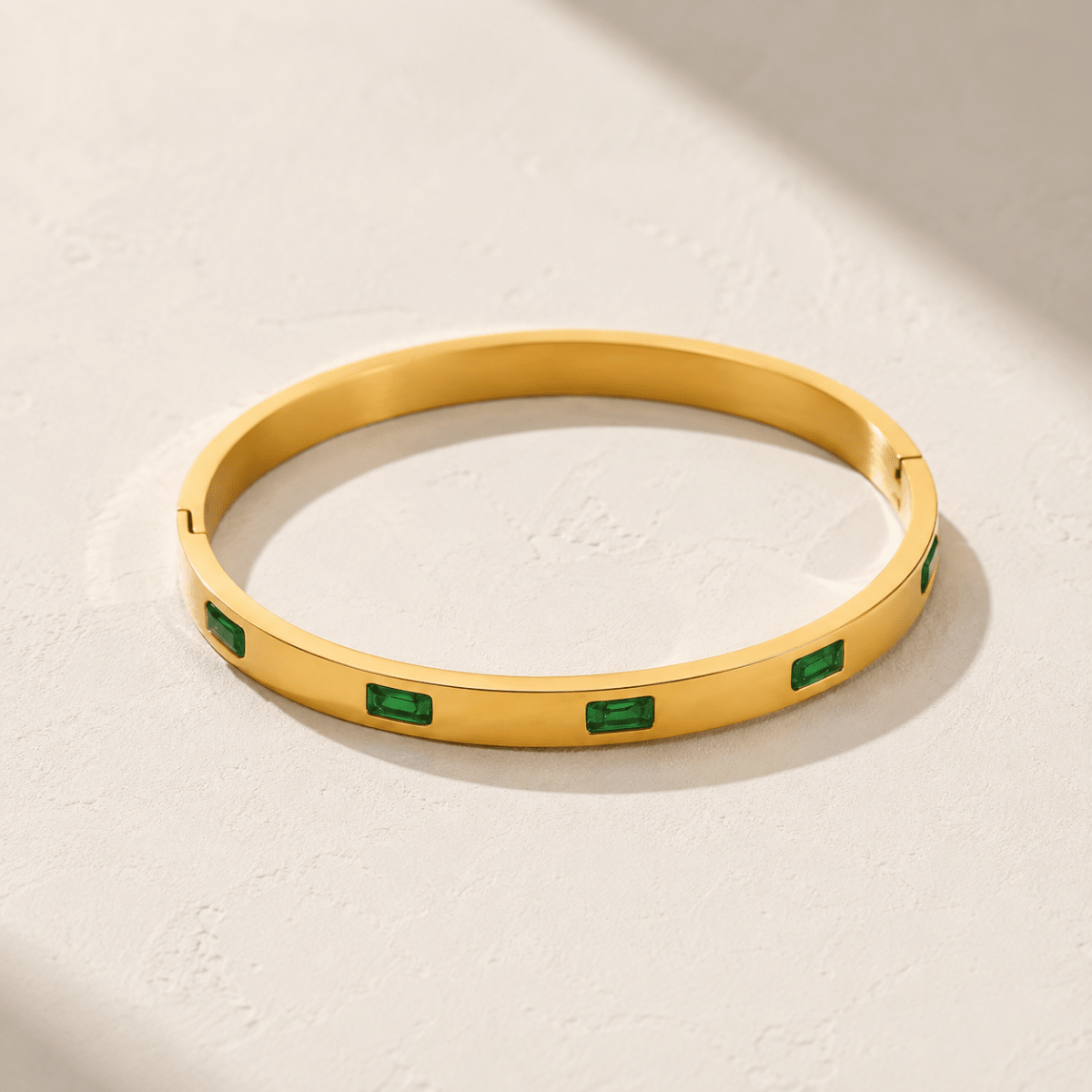 Vireya Green Baguette Hinged Bangle