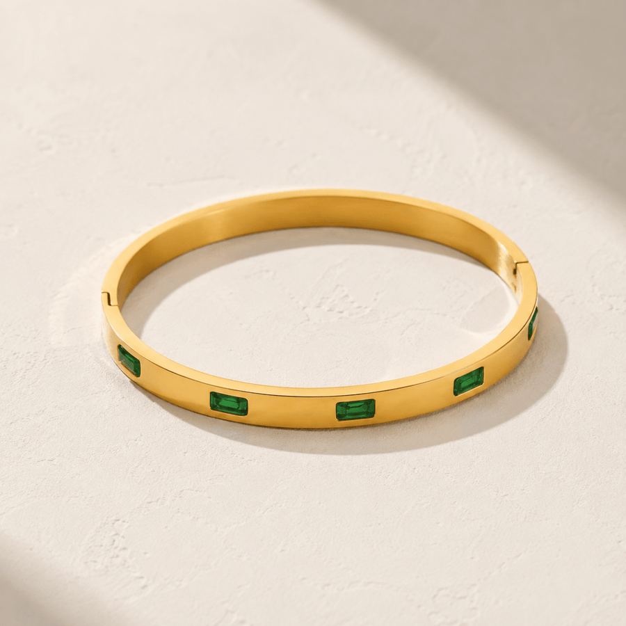 Vireya Green Baguette Hinged Bangle